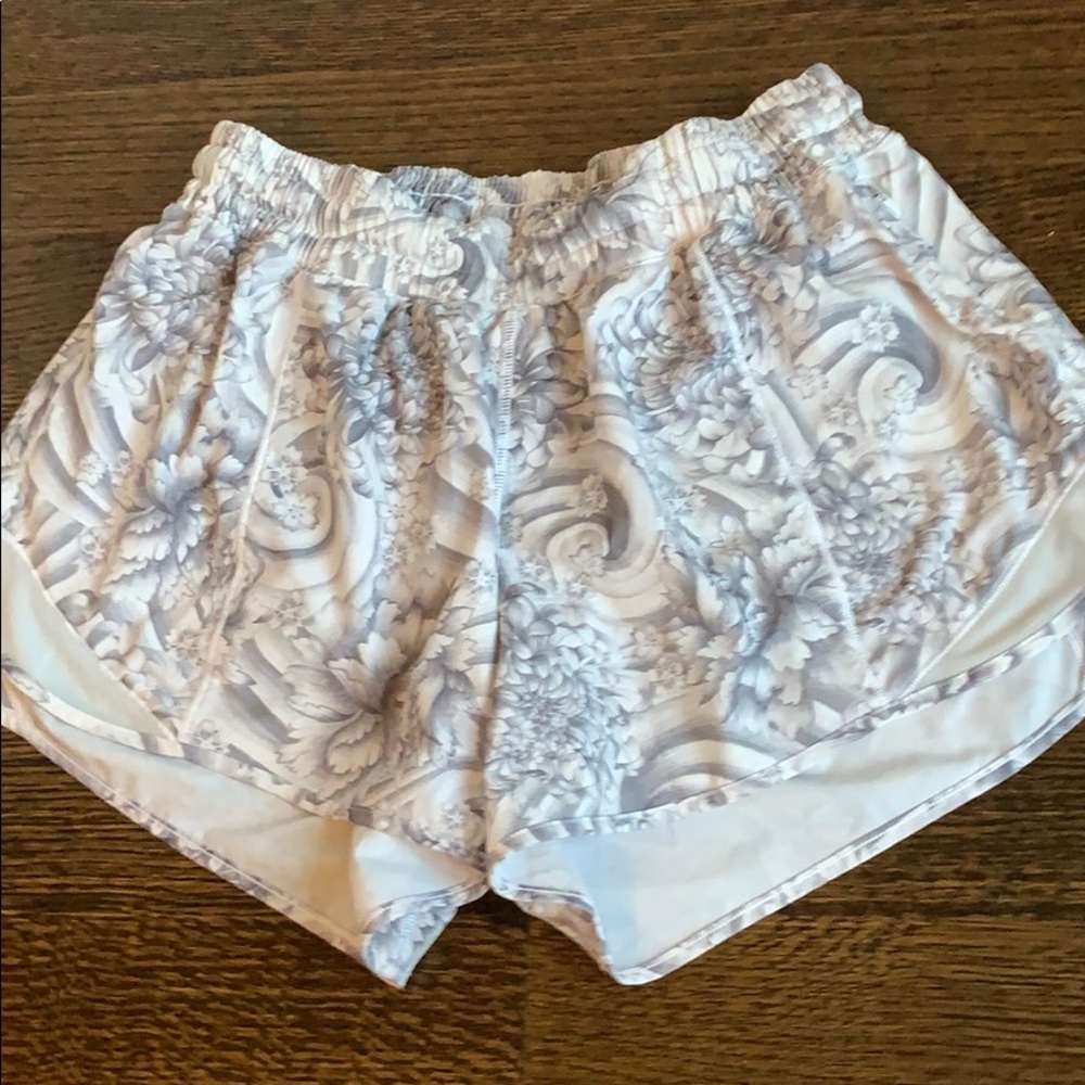 White floral Lululemon shorts